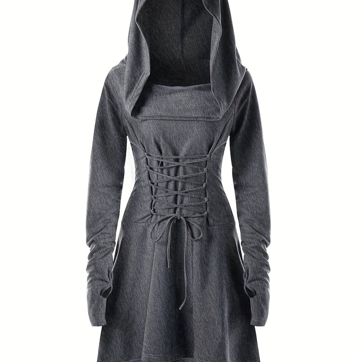 Damen Halloween-Kleid mit Kapuze | Schnürung & Asymmetrischer Saum
