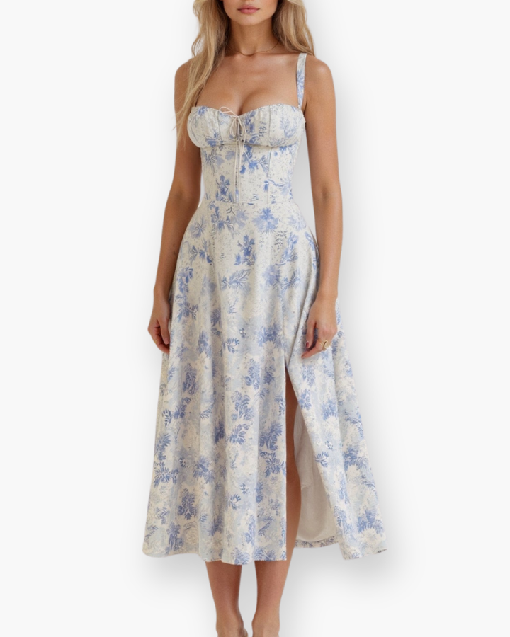 Damen Elegantes Korsett Midi Kleid | Abendkleid