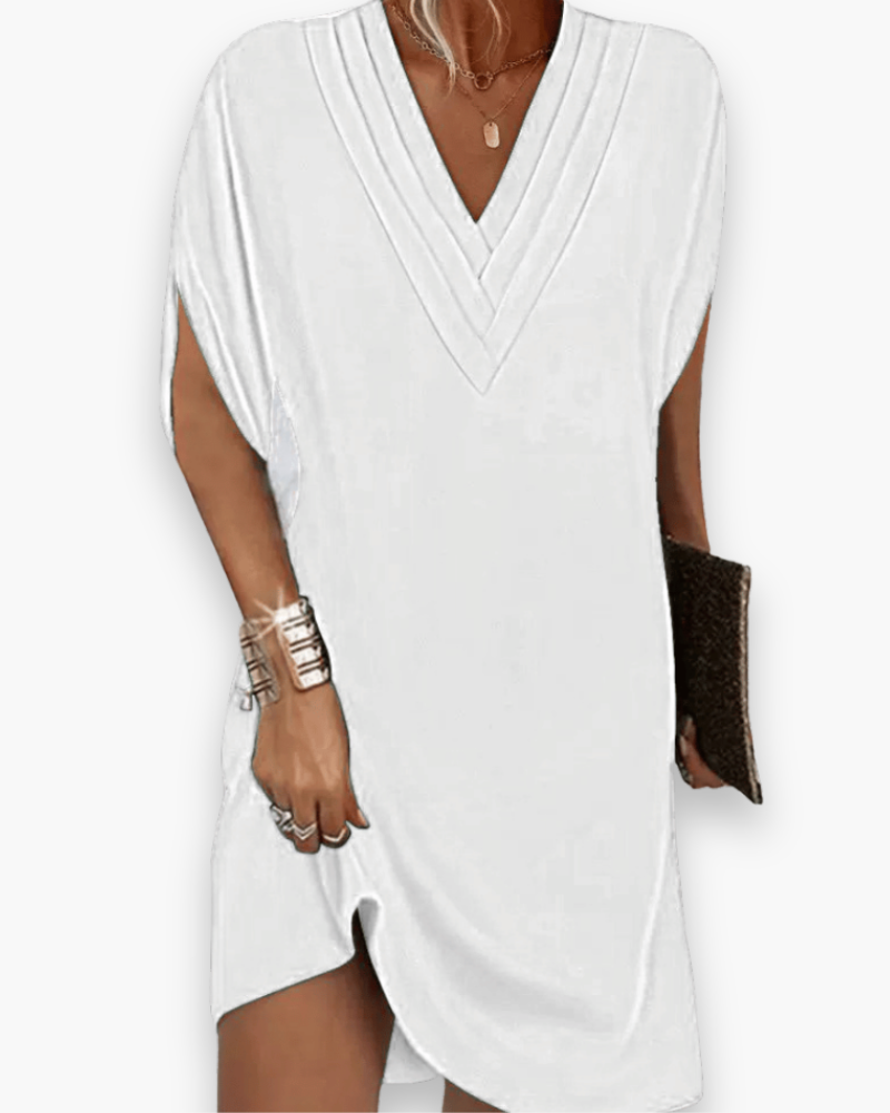 Damen Elegantes V-Ausschnitt Kleid | Sommerkleider Midi