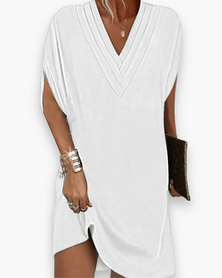 Damen Elegantes V-Ausschnitt Kleid | Sommerkleider Midi