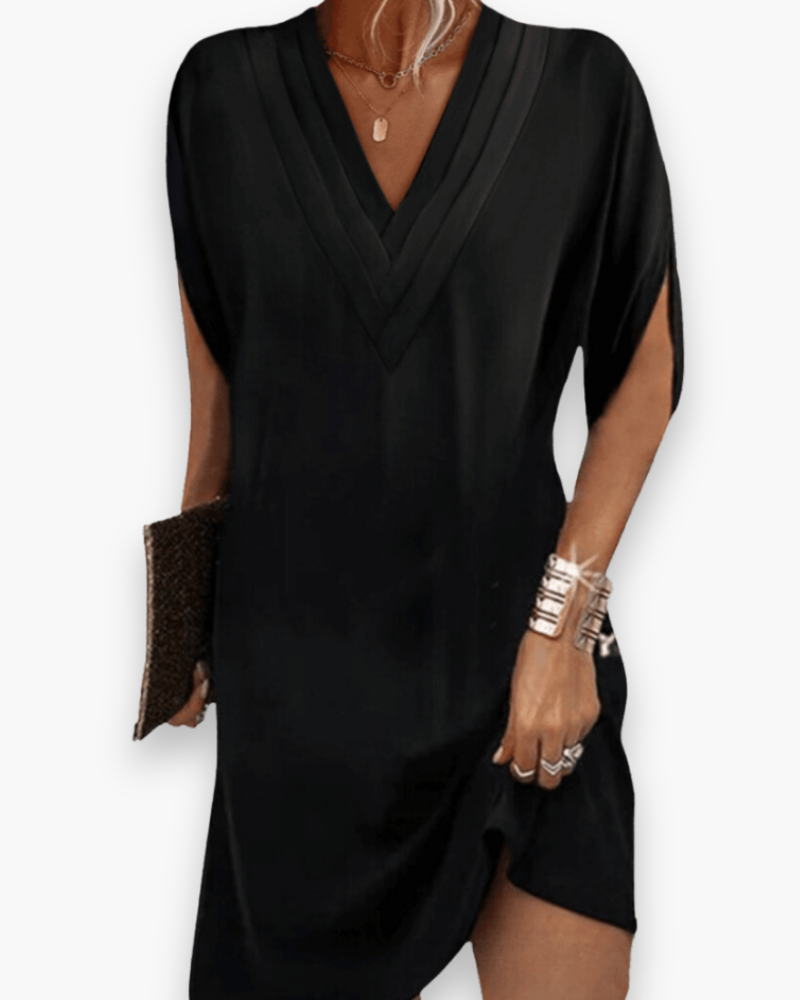 Damen Elegantes V-Ausschnitt Kleid | Sommerkleider Midi