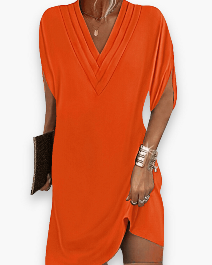 Damen Elegantes V-Ausschnitt Kleid | Sommerkleider Midi