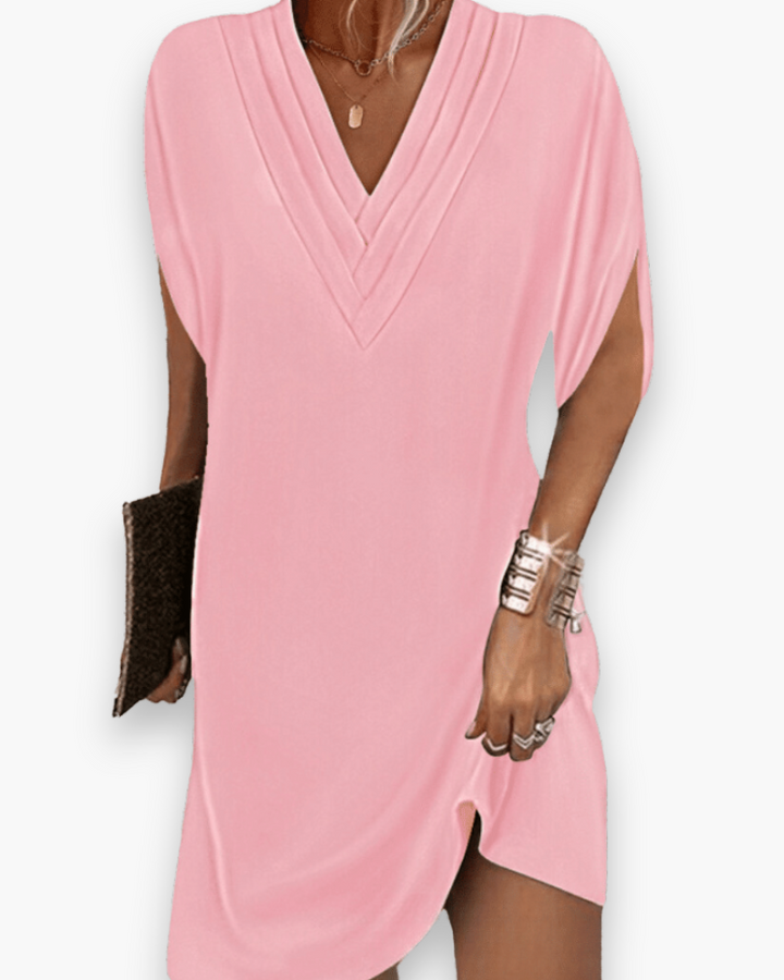 Damen Elegantes V-Ausschnitt Kleid | Sommerkleider Midi