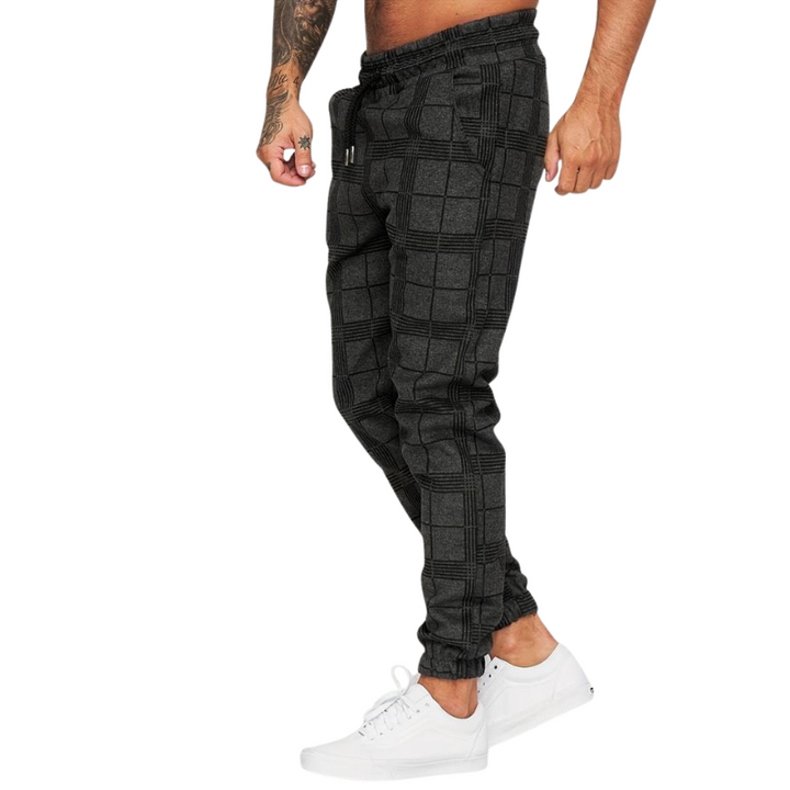 Herren Jogginghose Karomuster | Elastischer Bund Mit Kordelzug