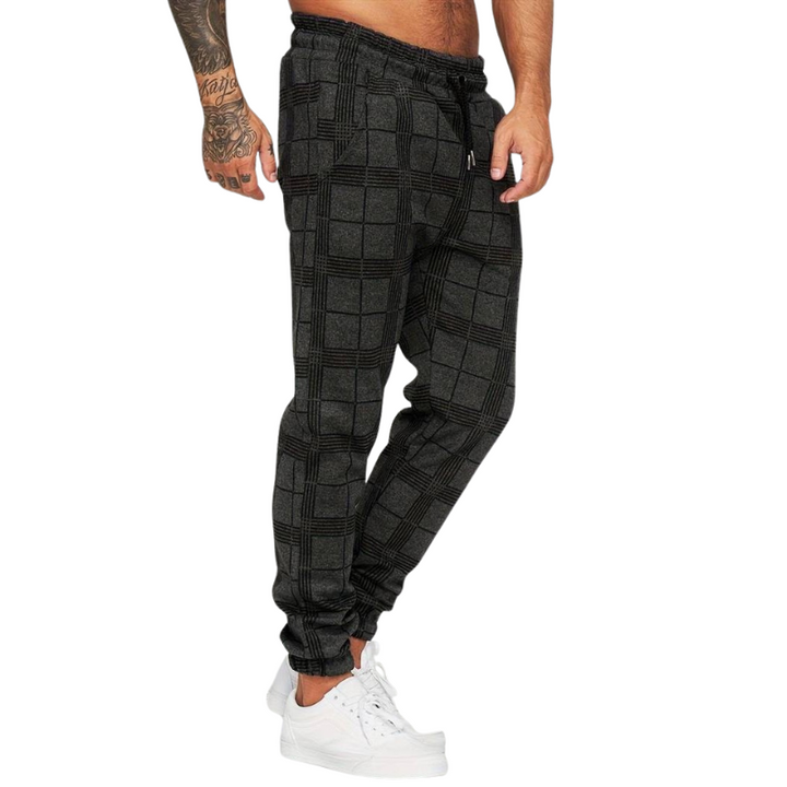 Herren Jogginghose Karomuster | Elastischer Bund Mit Kordelzug
