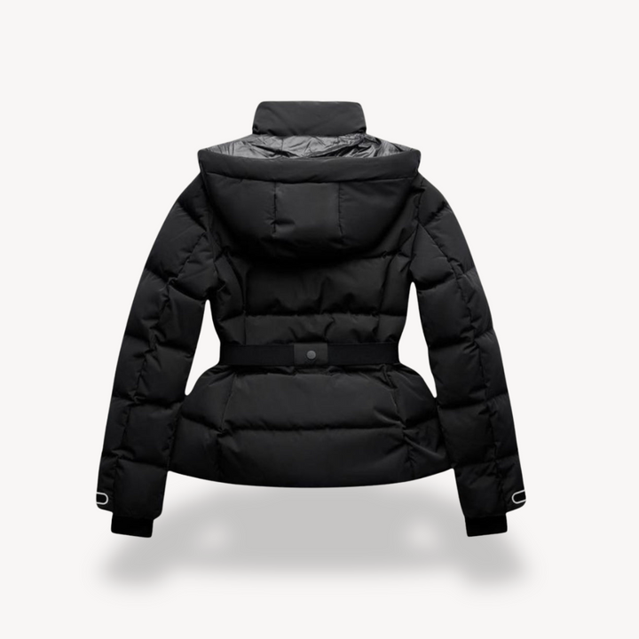 Winterjacke Damen Kurz | Steppjacke mit Gürtel und Hohem Kragen