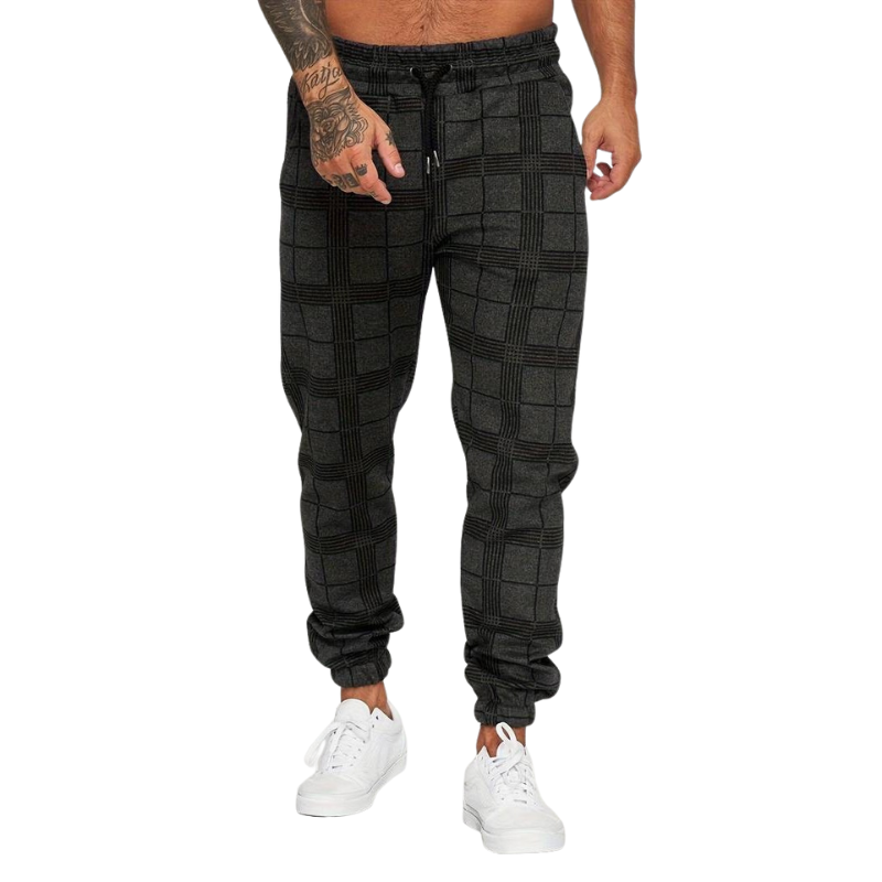 Herren Jogginghose Karomuster | Elastischer Bund Mit Kordelzug