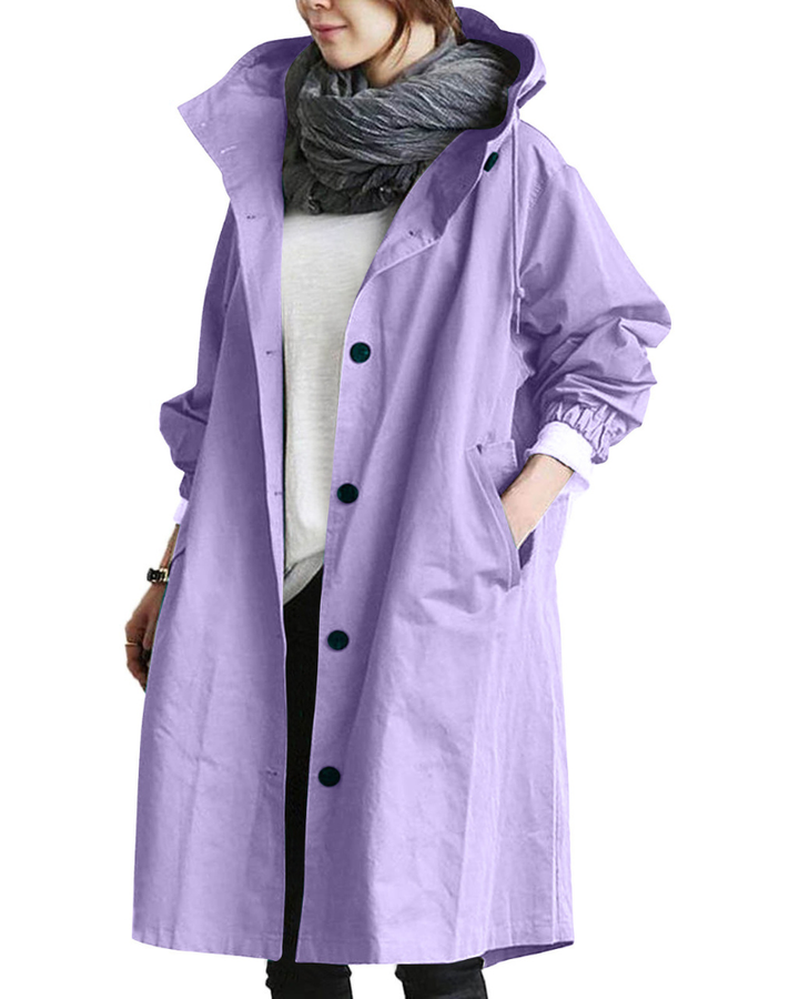 Trenchcoat Damen | Langer Übergangsmantel Mit Kapuze