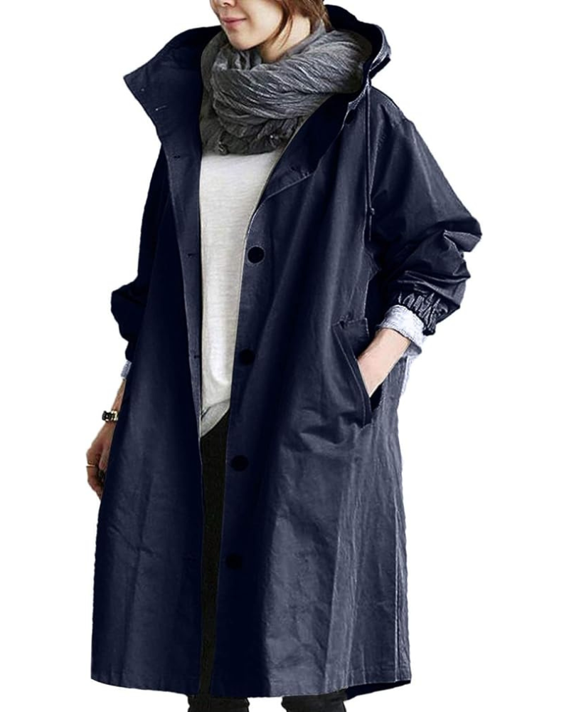 Trenchcoat Damen | Langer Übergangsmantel Mit Kapuze