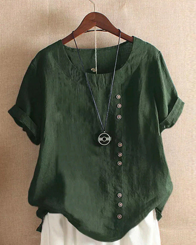 Damen Sommer Blusenshirt | Kurzarm Design mit Knopfleiste
