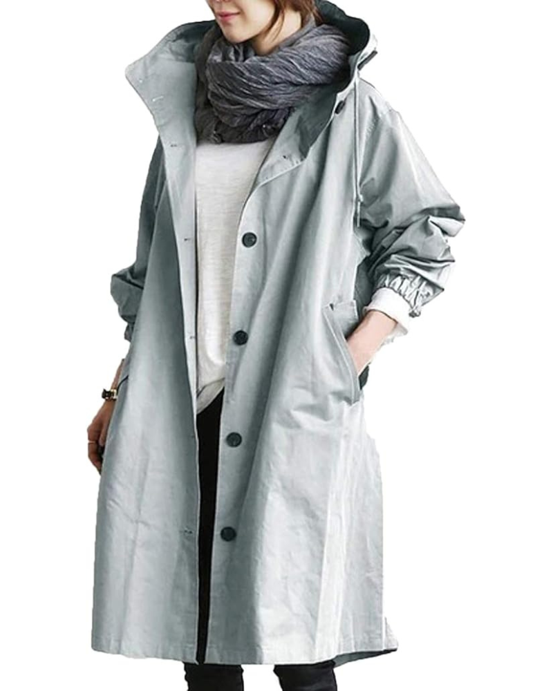Trenchcoat Damen | Langer Übergangsmantel Mit Kapuze