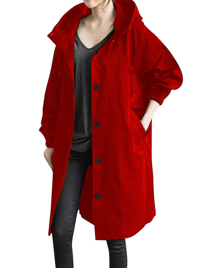 Trenchcoat Damen | Langer Übergangsmantel Mit Kapuze