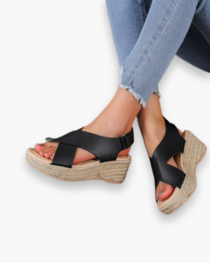 Damen Keil Sandalen | Kreuz Stile
