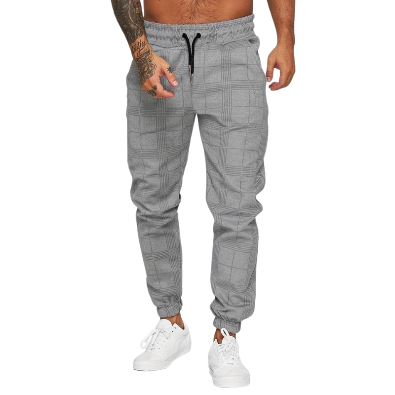 Herren Jogginghose Karomuster | Elastischer Bund Mit Kordelzug