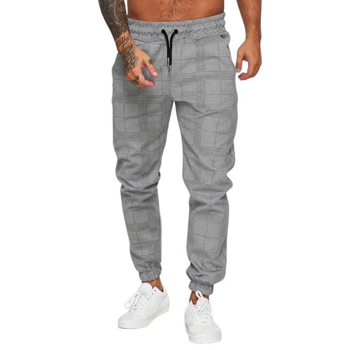 Herren Jogginghose Karomuster | Elastischer Bund Mit Kordelzug