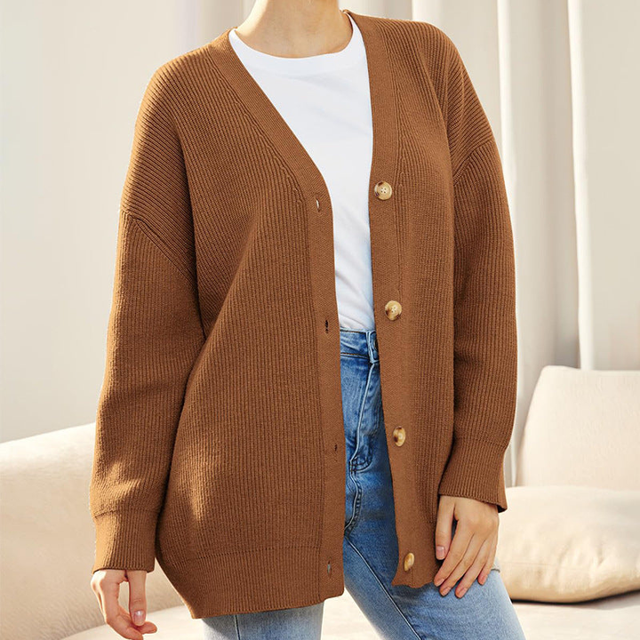 Strickjacke Damen Oversize Gerippt | Locker Lang