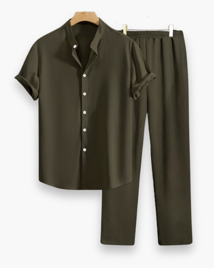 Herren Zweiteiler mit Kurzarmhemd & Hose | Leichtes Sommer Set Lässig