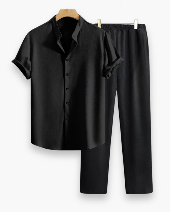 Herren Zweiteiler mit Kurzarmhemd & Hose | Leichtes Sommer Set Lässig