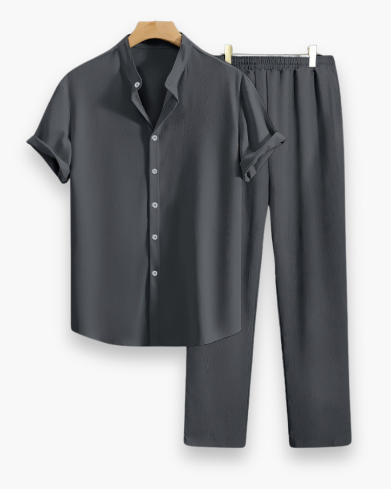 Herren Zweiteiler mit Kurzarmhemd & Hose | Leichtes Sommer Set Lässig