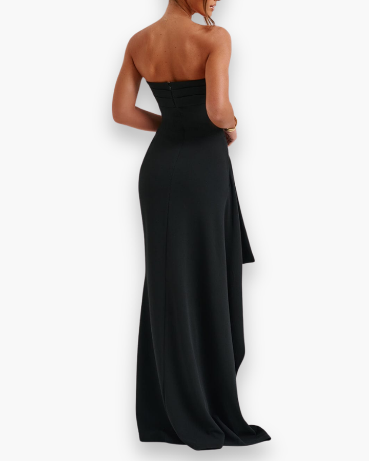 Damen Elegantes Schwarzes Maxikleid | Festlich