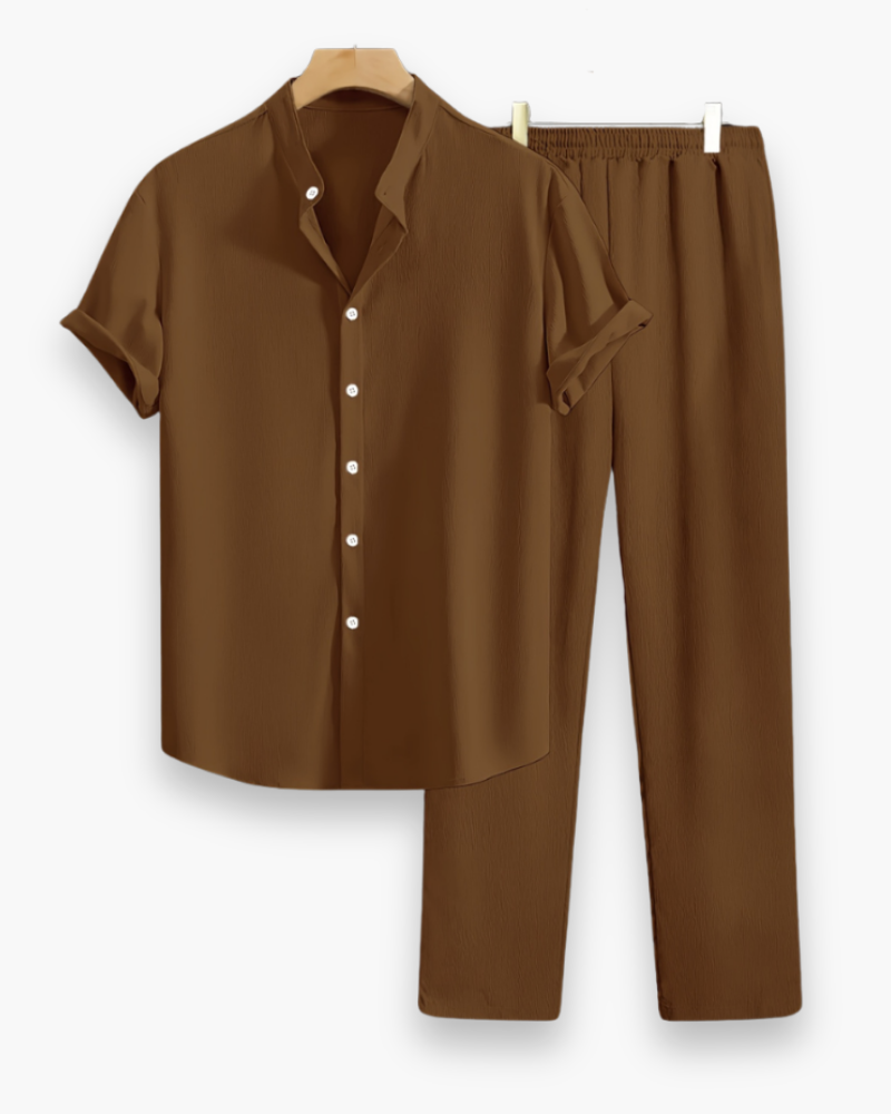 Herren Zweiteiler mit Kurzarmhemd & Hose | Leichtes Sommer Set Lässig