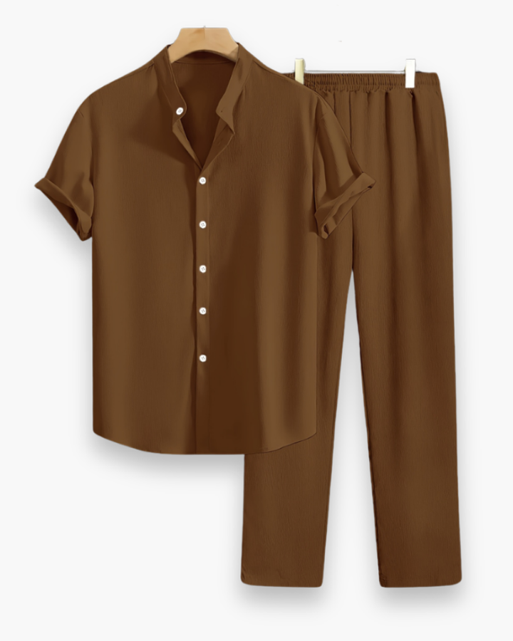Herren Zweiteiler mit Kurzarmhemd & Hose | Leichtes Sommer Set Lässig