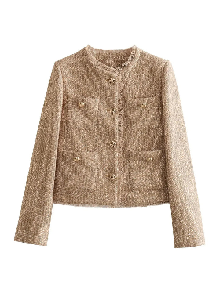 Damen's Elegante Übergangsjacke | Kurz & Strukturiert