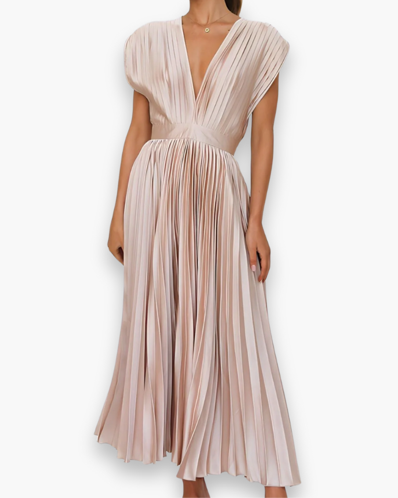 Damen Elegantes V-Ausschnitt Kleid | Ärmellos Sommerkleid