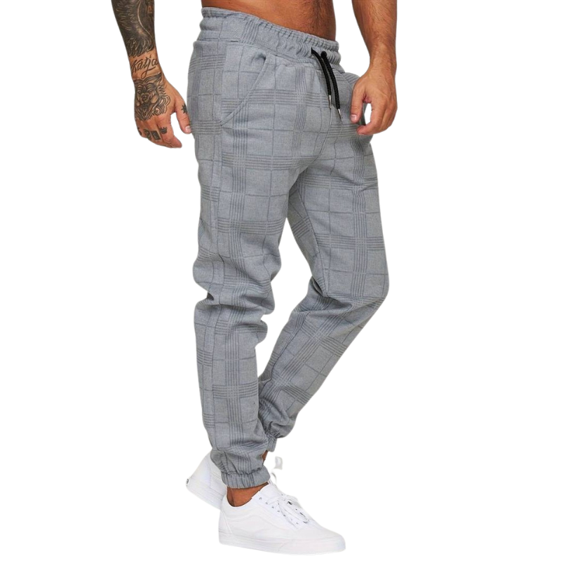 Herren Jogginghose Karomuster | Elastischer Bund Mit Kordelzug