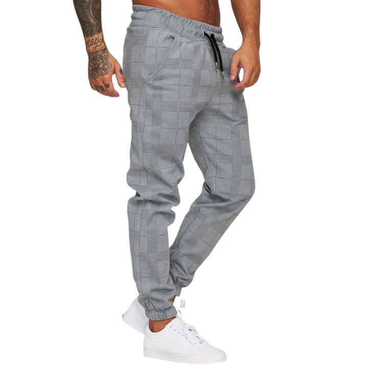 Herren Jogginghose Karomuster | Elastischer Bund Mit Kordelzug