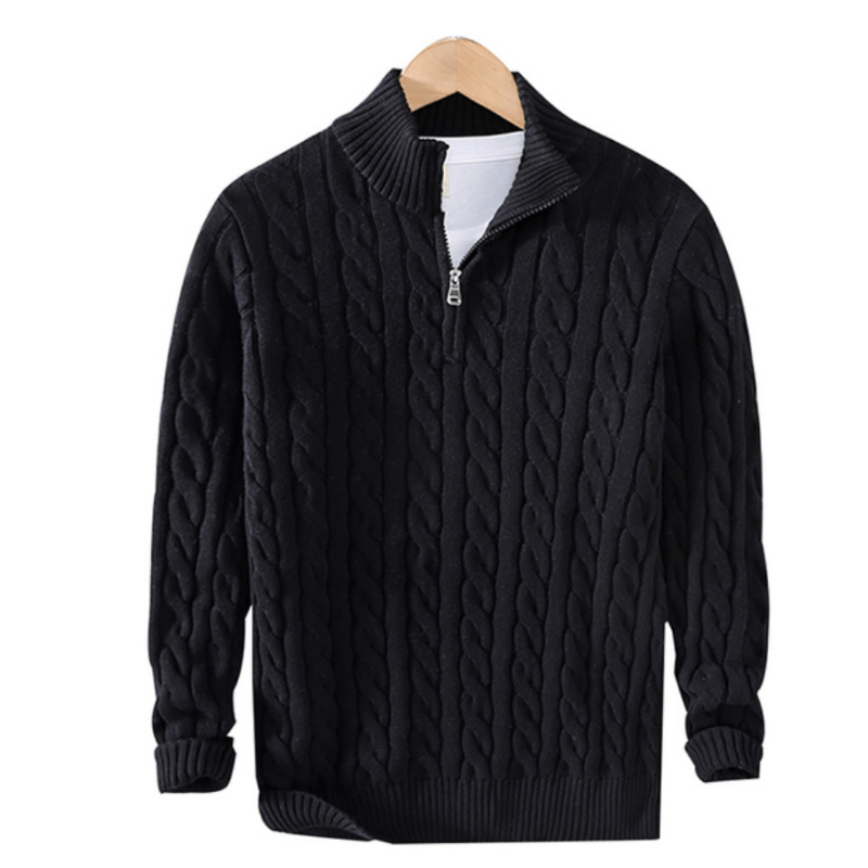 Pullover Herren Mit Reißverschluss | Strickjacke Mit Kabelmuster