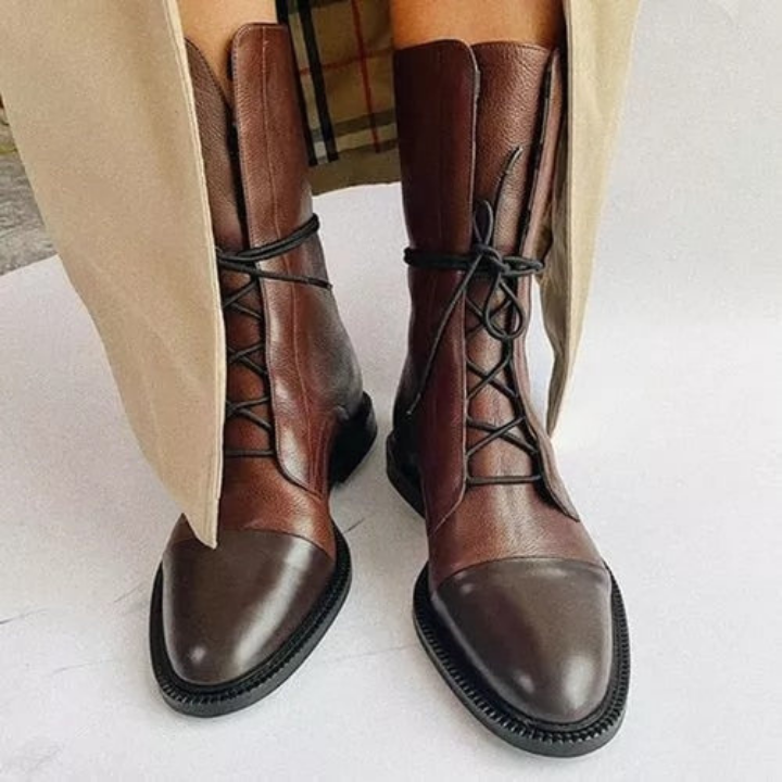 Stiefelette Damen Absatz Warm | Elegant Schnürung