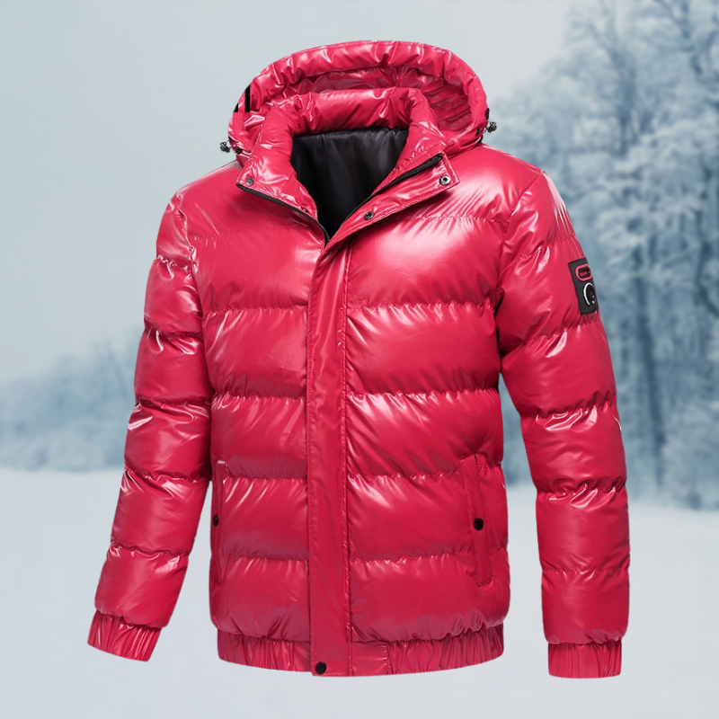 Herren Winterjacke | Glänzende Steppjacke Mit Kapuze