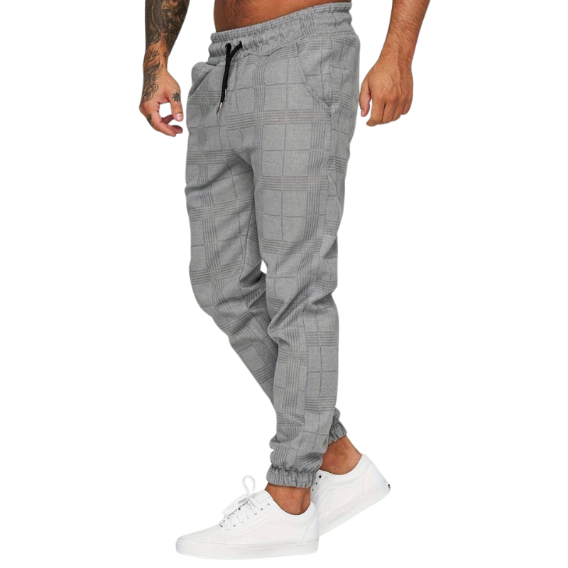 Herren Jogginghose Karomuster | Elastischer Bund Mit Kordelzug