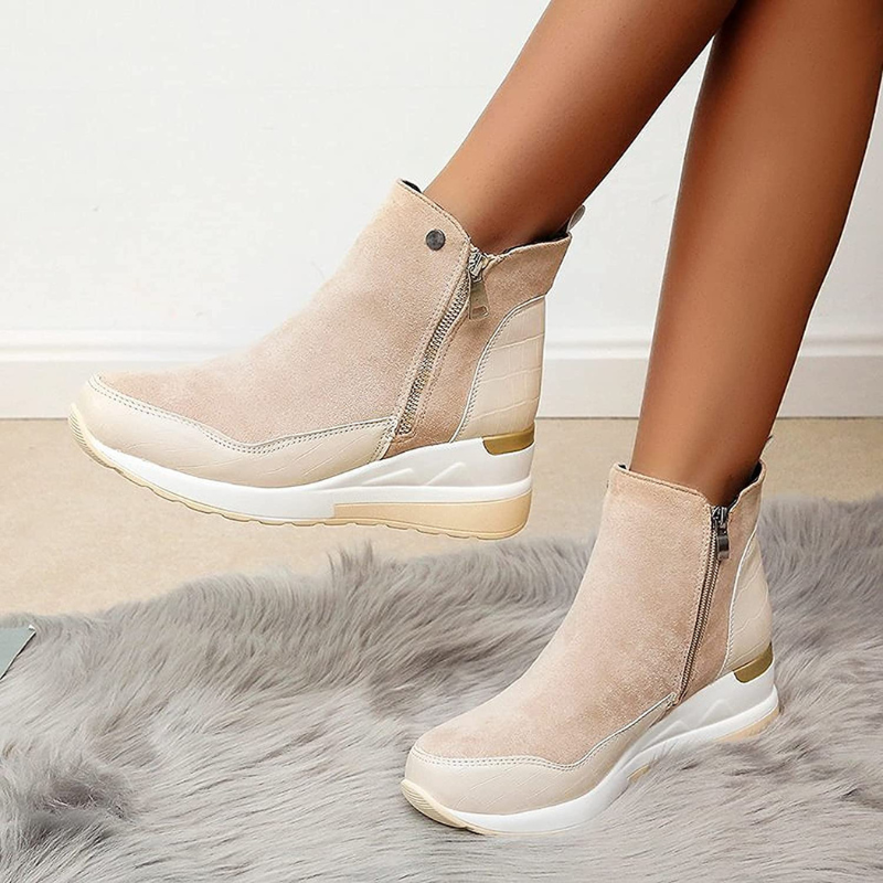 Stiefelette Damen Keilabsatz | Rutschfest Warm Gefüttert