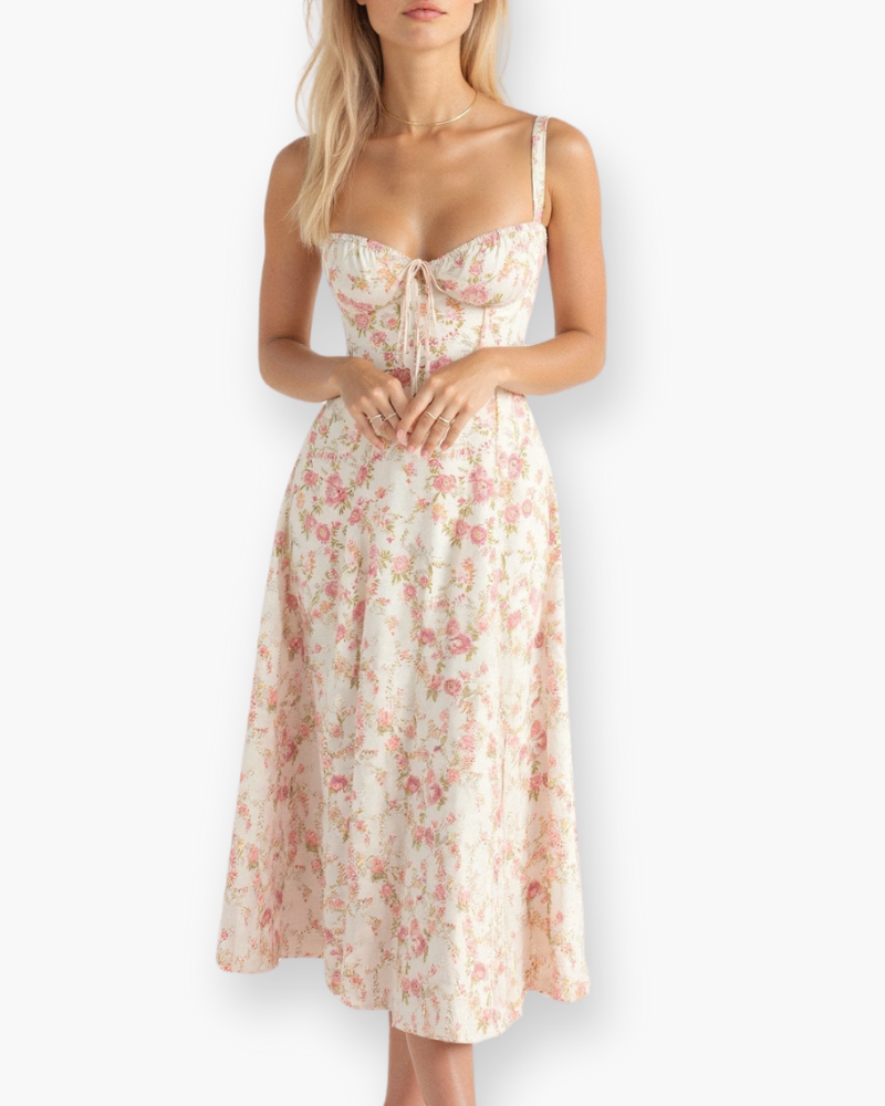 Damen Elegantes Korsett Midi Kleid | Abendkleid