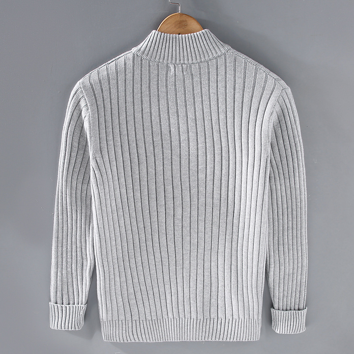 Herren Strickjacke Mit Reißverschluss | Geripptes Design Für Alltag