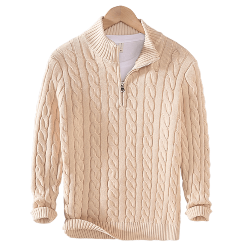 Pullover Herren Mit Reißverschluss | Strickjacke Mit Kabelmuster
