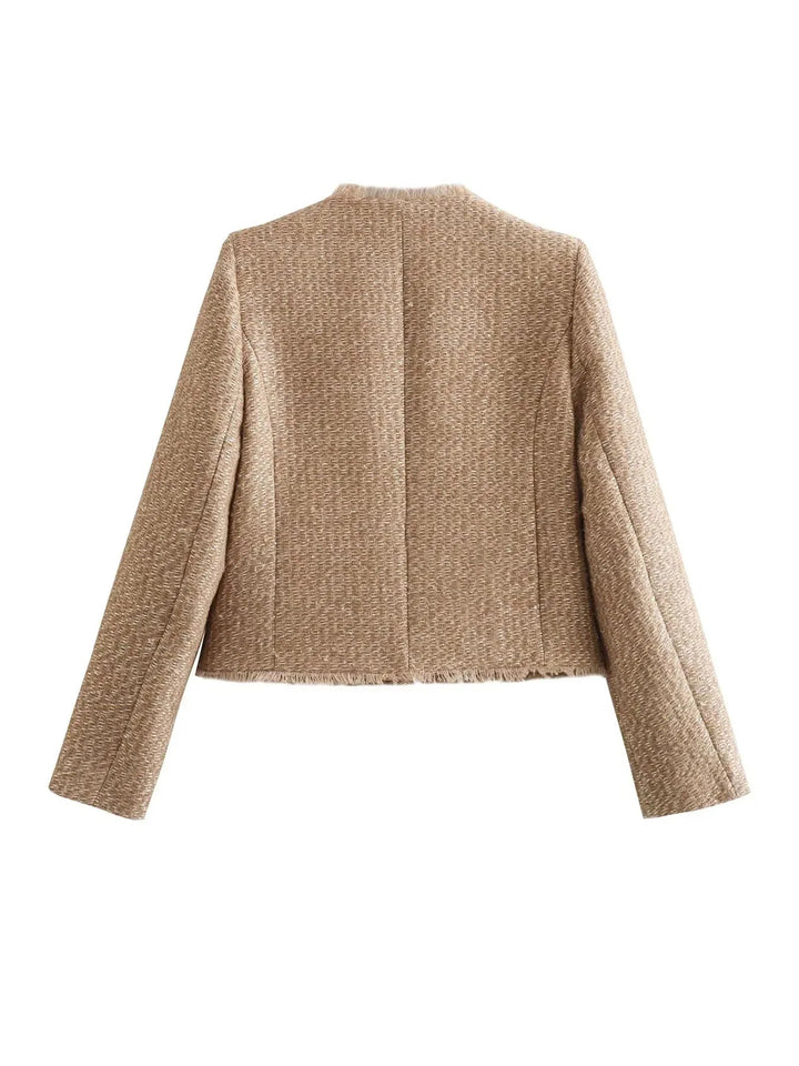 Damen's Elegante Übergangsjacke | Kurz & Strukturiert