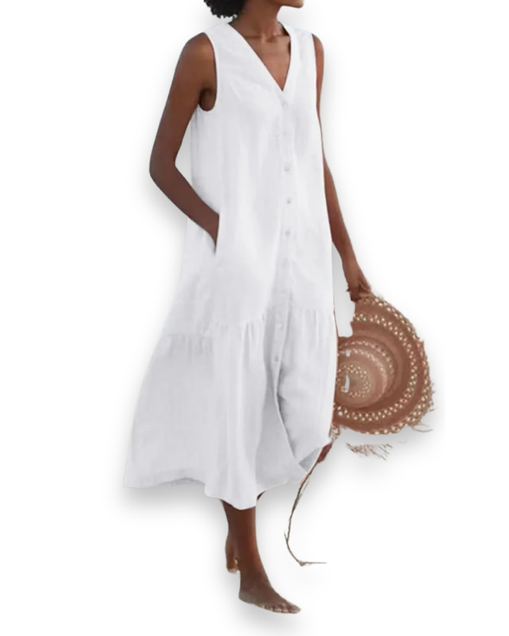 Damen Elegantes V-Ausschnitt Kleid | Sommer kleid