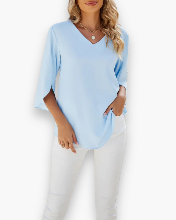 Damen Elegante V-Ausschnitt Bluse | Relaxed Fit für Festliche Anlässe