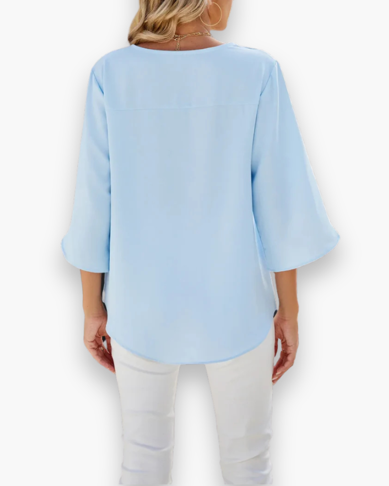 Damen Elegante V-Ausschnitt Bluse | Relaxed Fit für Festliche Anlässe