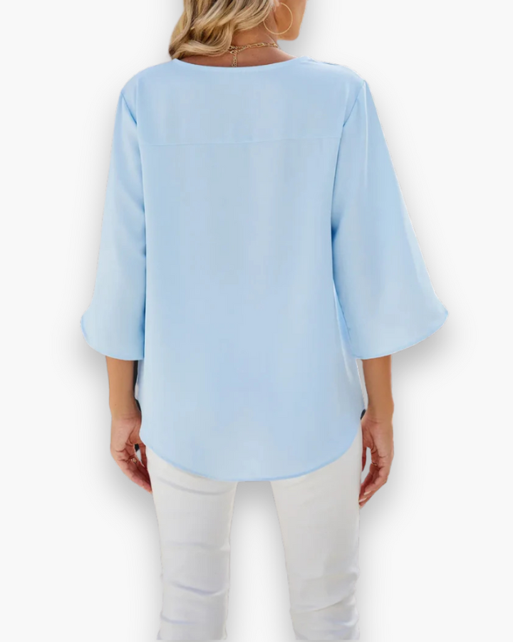 Damen Elegante V-Ausschnitt Bluse | Relaxed Fit für Festliche Anlässe