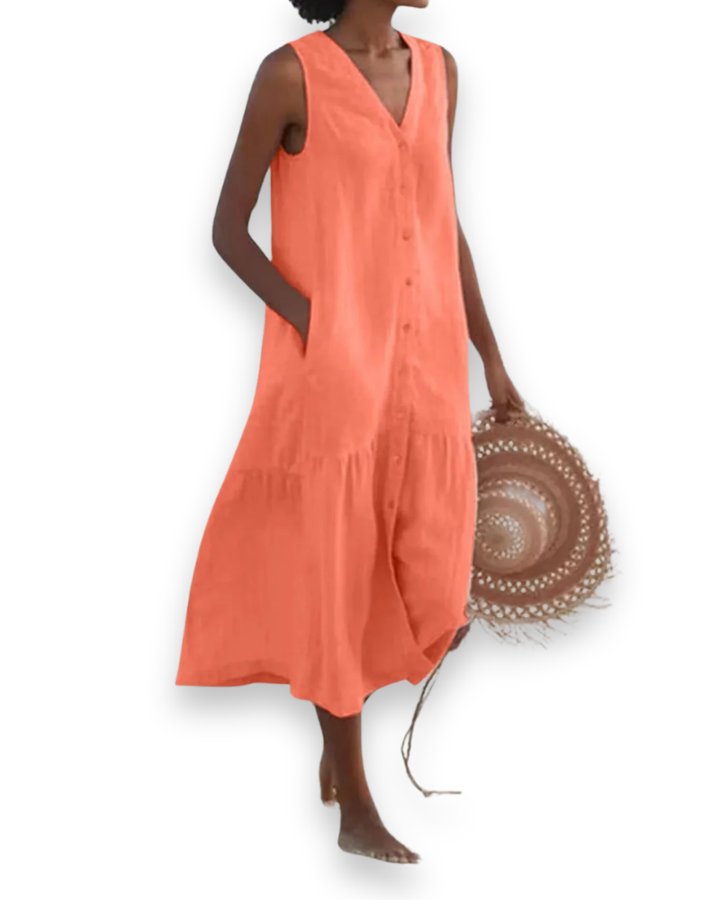 Damen Elegantes V-Ausschnitt Kleid | Sommer kleid