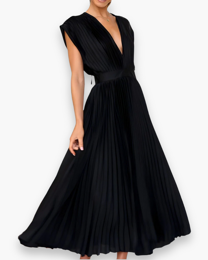 Damen Elegantes V-Ausschnitt Kleid | Ärmellos Sommerkleid