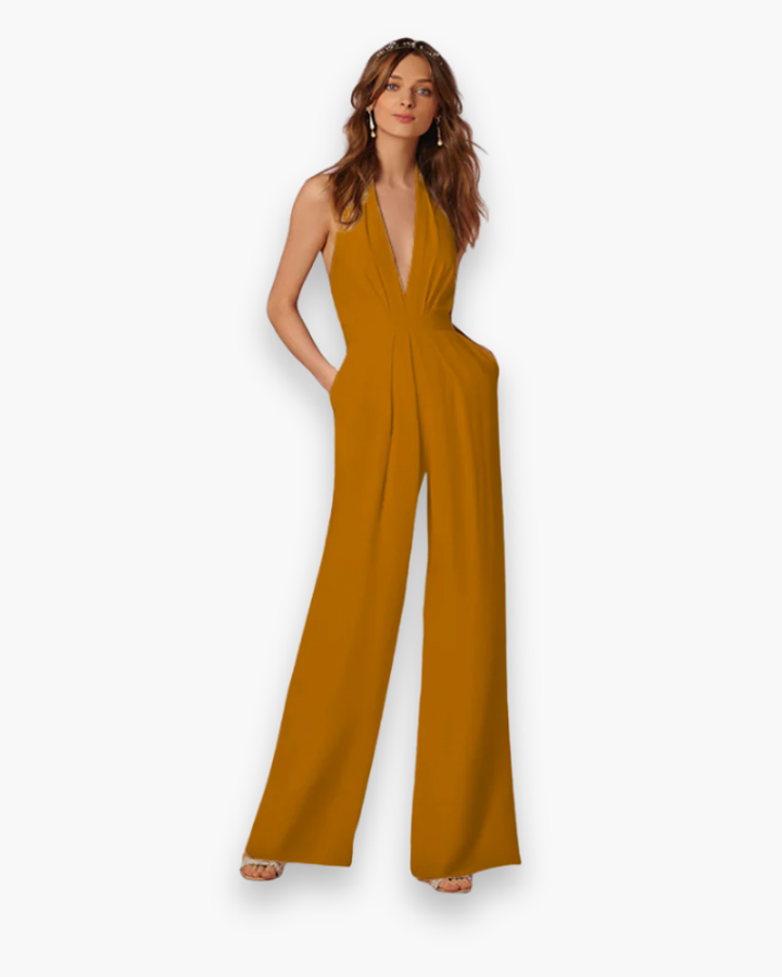 Damen Stilvoll Tief Schnitt Jumpsuit | Elegante