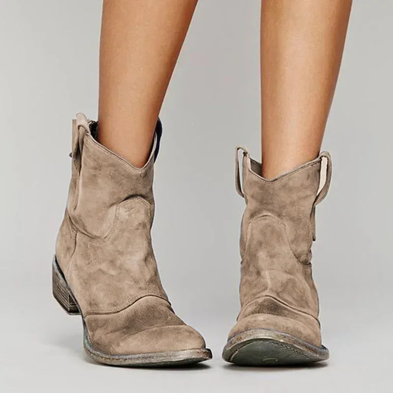Damen Stiefelette | Ankle Boots mit Rundzehenform und Absatz