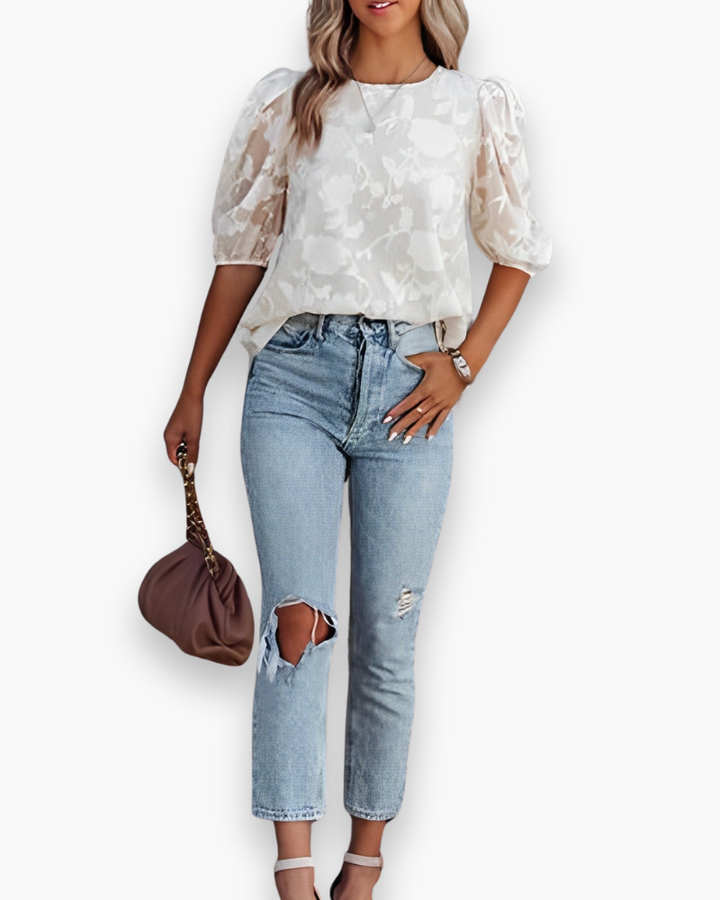 Damen Verspielte Puffärmel Bluse | Elegante Blusen für Festliche Anlässe