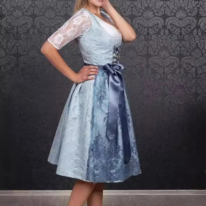 Damen Elegantes Midi Dirndl Kleid | Festlich