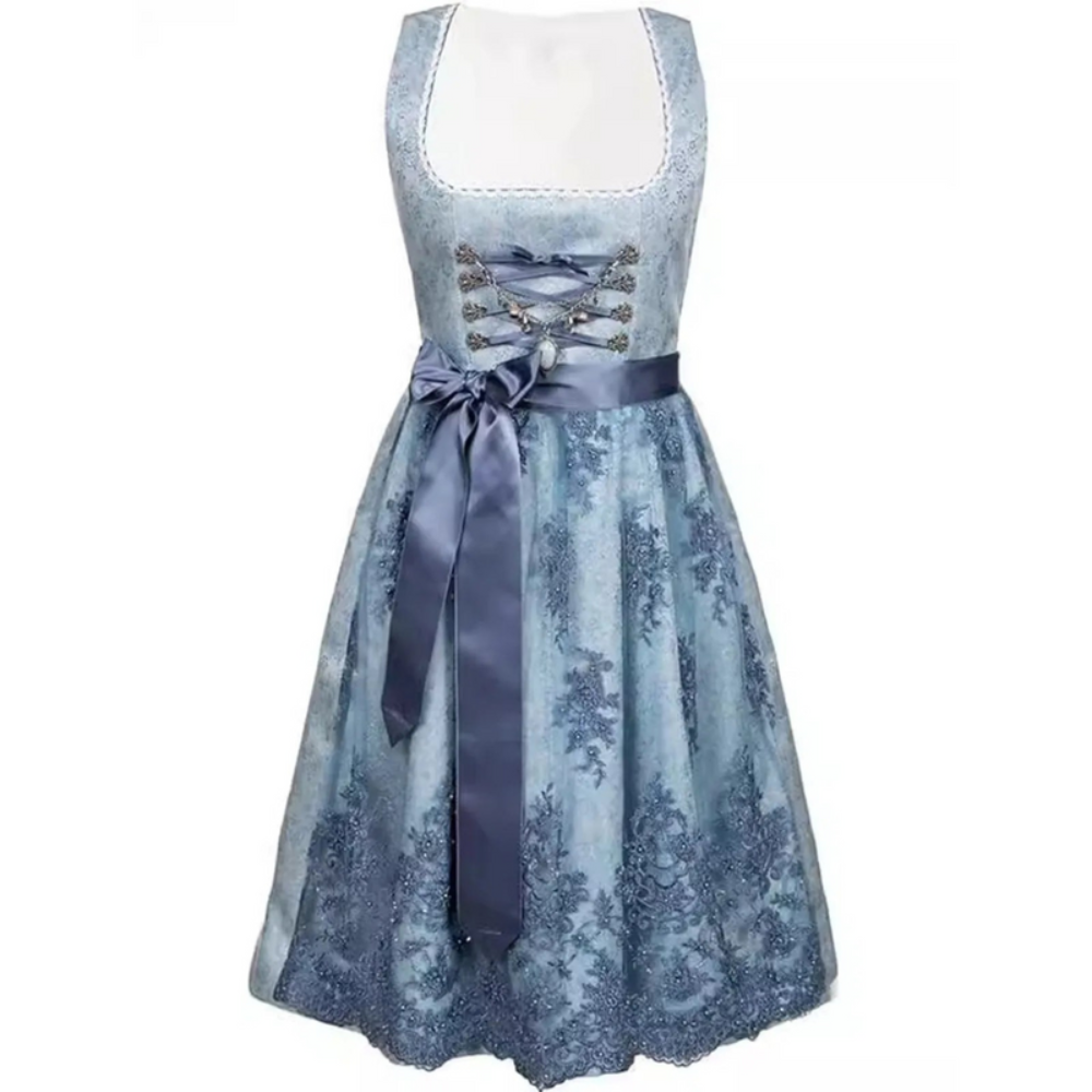 Damen Elegantes Midi Dirndl Kleid | Festlich